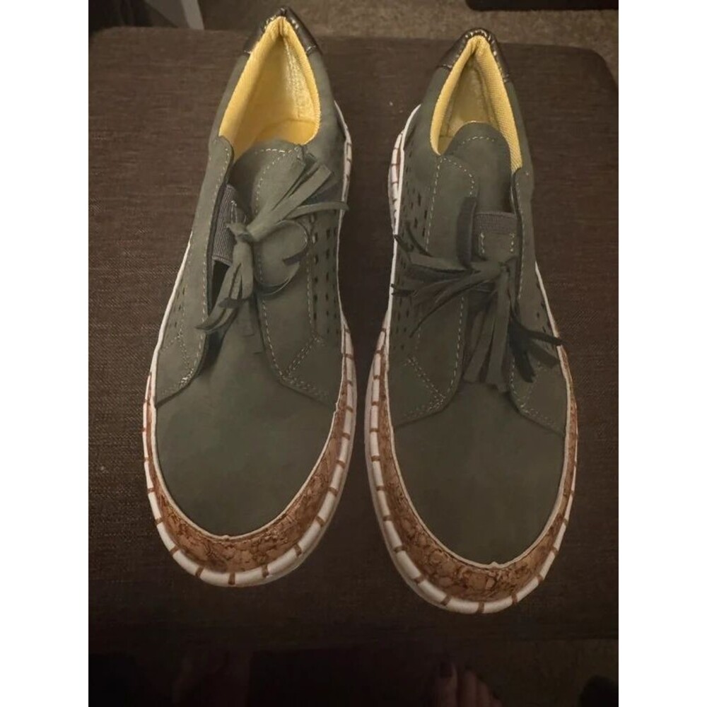 Perforated suede slip on loafers
